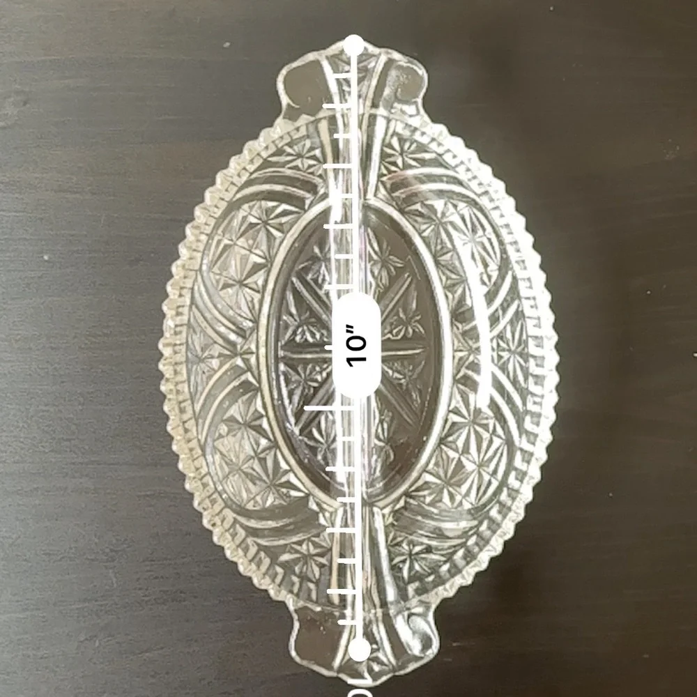 Anchor Hocking Stars & Bars‎ Divided Relish Dish Pressed Glass 1950's